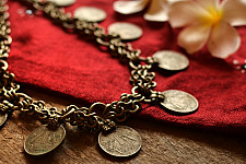 Kanupriya ~ White Metal Vintage Coin & Chain Necklace { 1 }